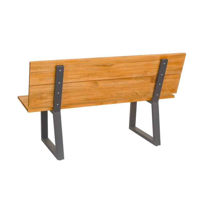 CASA DOMA "Varano" Gartenbank 140 cm, Gestell Edelstahl anthrazit, Sitzfläche Teak