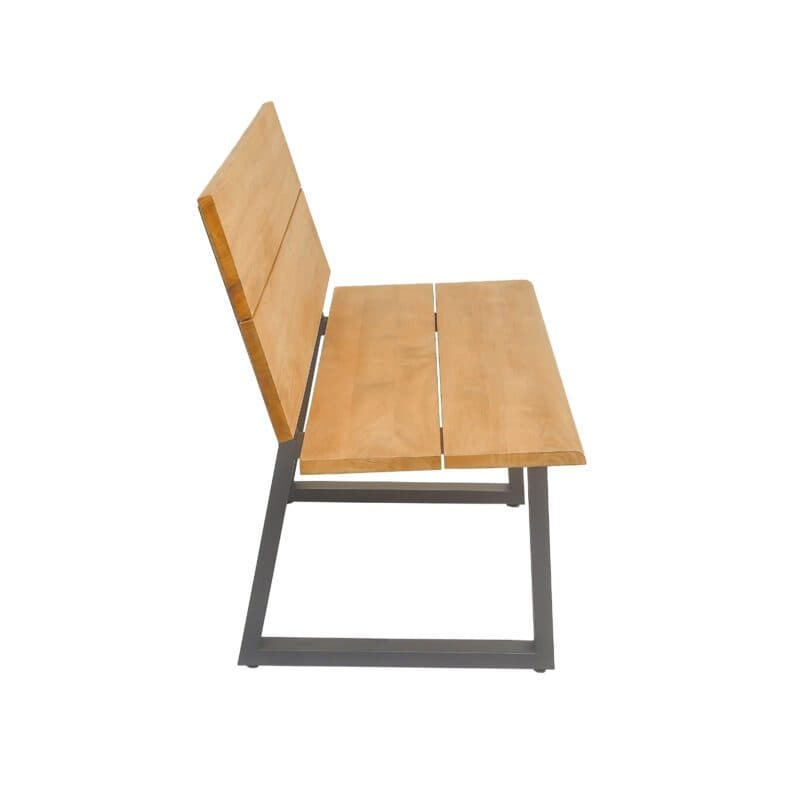 CASA DOMA "Varano" Gartenbank 140 cm, Gestell Edelstahl anthrazit, Sitzfläche Teak