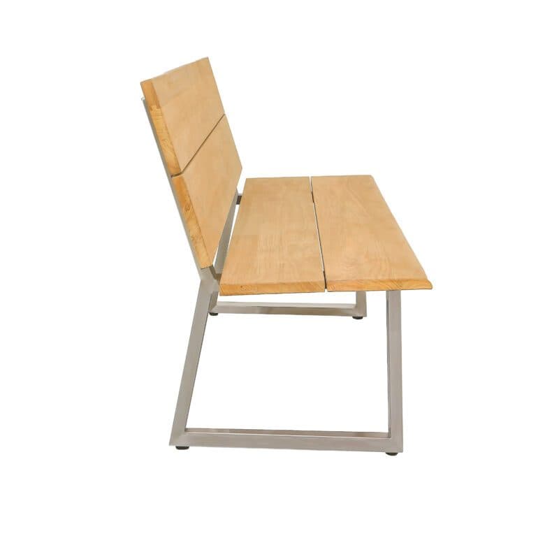 CASA DOMA "Varano" Gartenbank 190 cm, Gestell Edelstahl gebürstet, Sitzfläche Teak