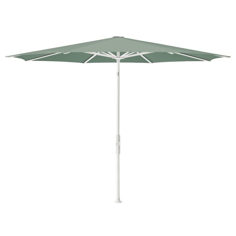 Glatz "Twist", Sonnenschirm, Gestell matt weiss, rund, Dessin 588 - Olive (© by GLATZ AG, Schweiz)