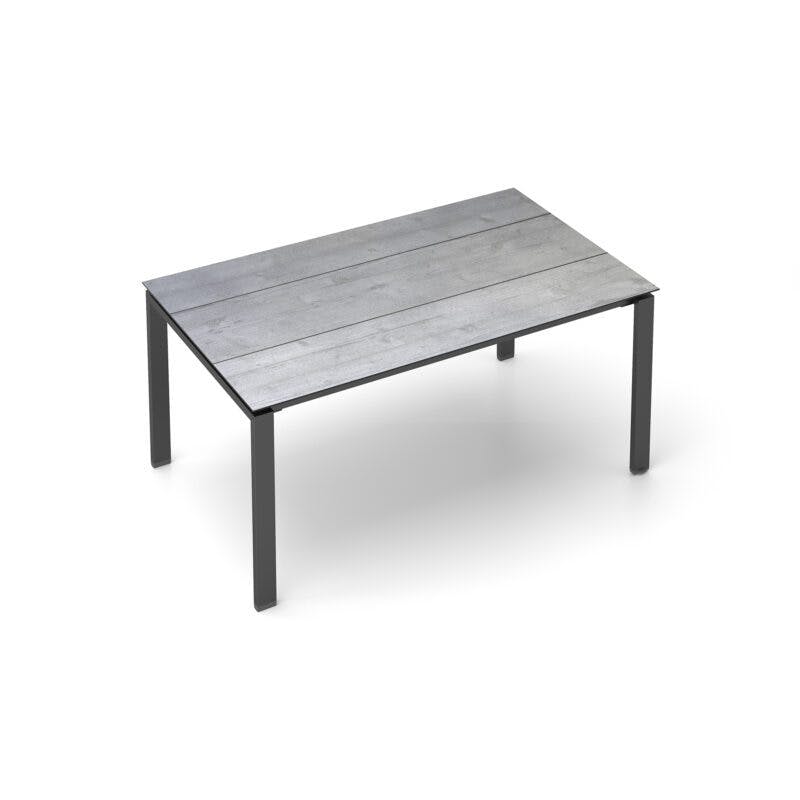 Kettler Float Gartentisch 160x95 cm, Aluminium anthrazit, Tischplatte HPL Grau mit Fräsung