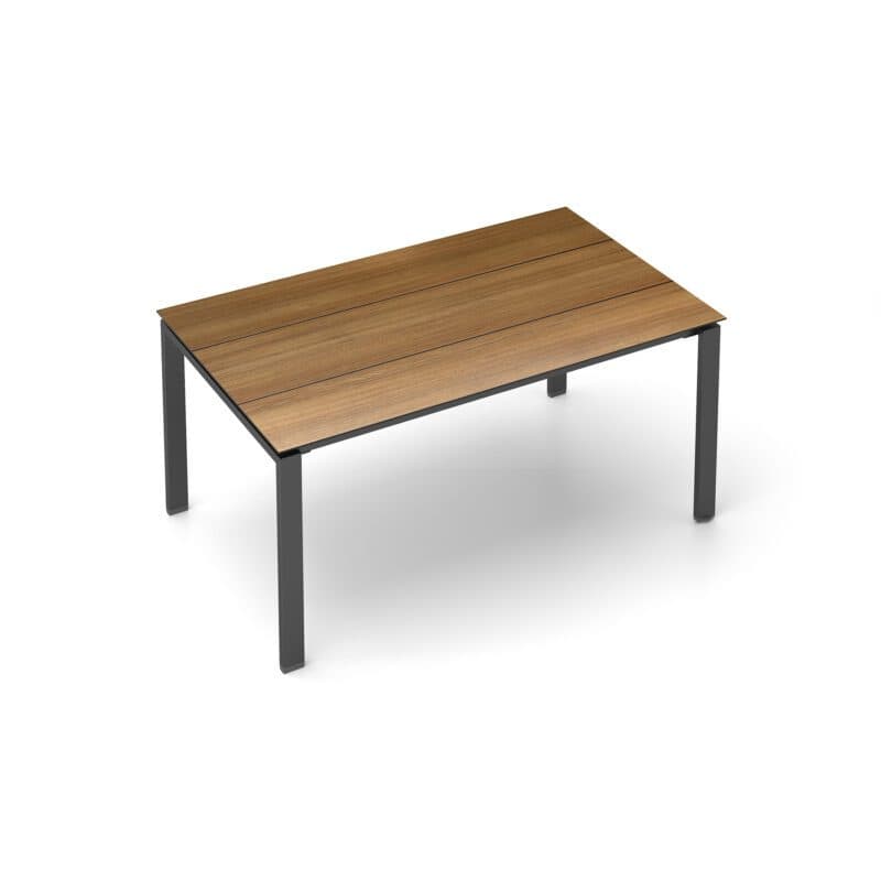 Kettler Float Gartentisch 160x95 cm, Aluminium anthrazit, Tischplatte HPL Teak-Optik mit Fräsung