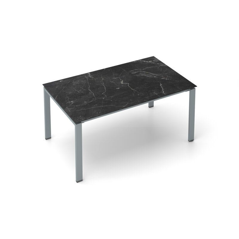 Kettler Float Gartentisch 160x95 cm, Aluminium silber, Tischplatte HPL Marmor grau