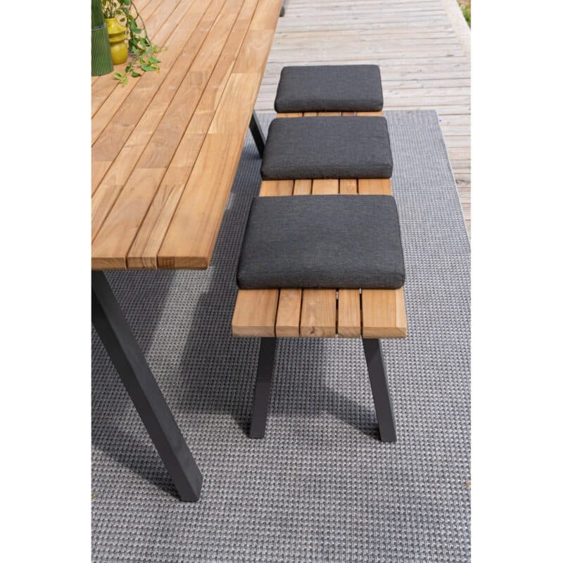 4Seasons Outdoor "Ambassador" Sitzbank 200x40 cm, Edelstahl anthrazit, Sitzfläche Teak massiv