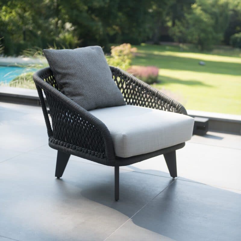4Seasons Outdoor Loungesessel "Belize", Gestell Aluminium anthrazit, Rope schwarz