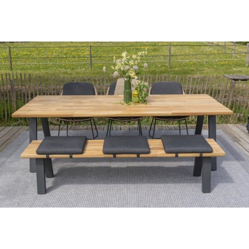 4Seasons Outdoor Gartenmöbel-Set mit Diningsessel "Belmond" mit Bank "Ambassador" und Gartentisch "Ambassador" 240x100 cm