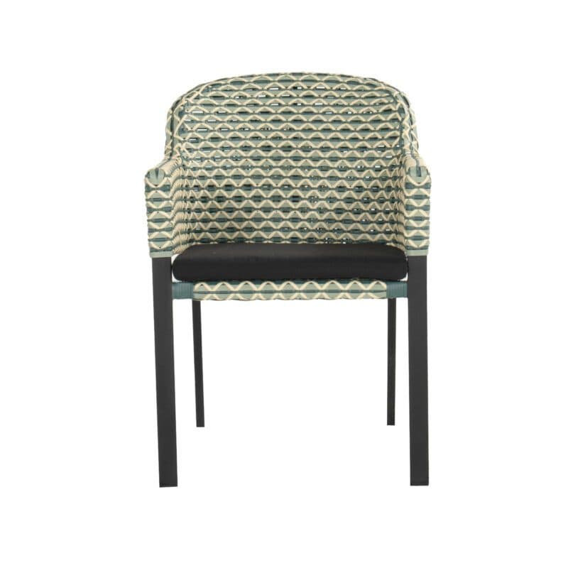 Hartman "Kelly" Diningsessel, Gestell Aluminium carbon black, Sitzfläche Polyrattan Emerald green, Kissen Havana dark grey