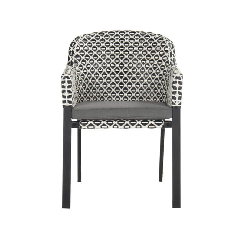 Hartman "Kelly" Diningsessel, Gestell Aluminium carbon black, Sitzfläche Polyrattan White&Black, Kissen Havana dark grey