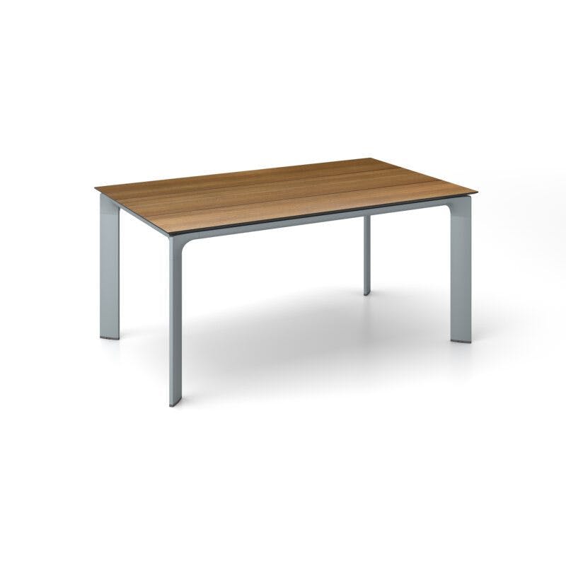 Kettler "Diamond" Tischsystem Gartentisch, Gestell Aluminium silber, Tischplatte HPL Teak-Optik mit Fräsung, 160x95 cm
