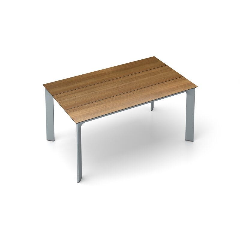 Kettler "Diamond" Tischsystem Gartentisch, Gestell Aluminium silber, Tischplatte HPL Teak-Optik mit Fräsung, 160x95 cm