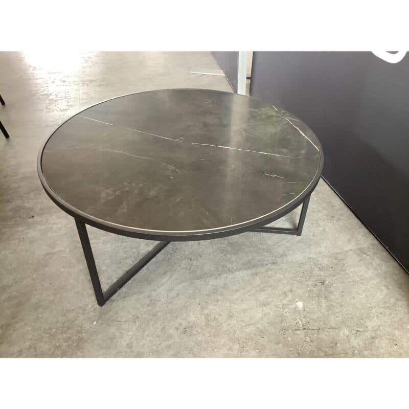 4Seasons Outdoor "Atlas" Loungetisch Ø 80 cm, Edelstahl anthrazit, Tischplatte Keramik Marmor-Optik - Ausstellung Stockach