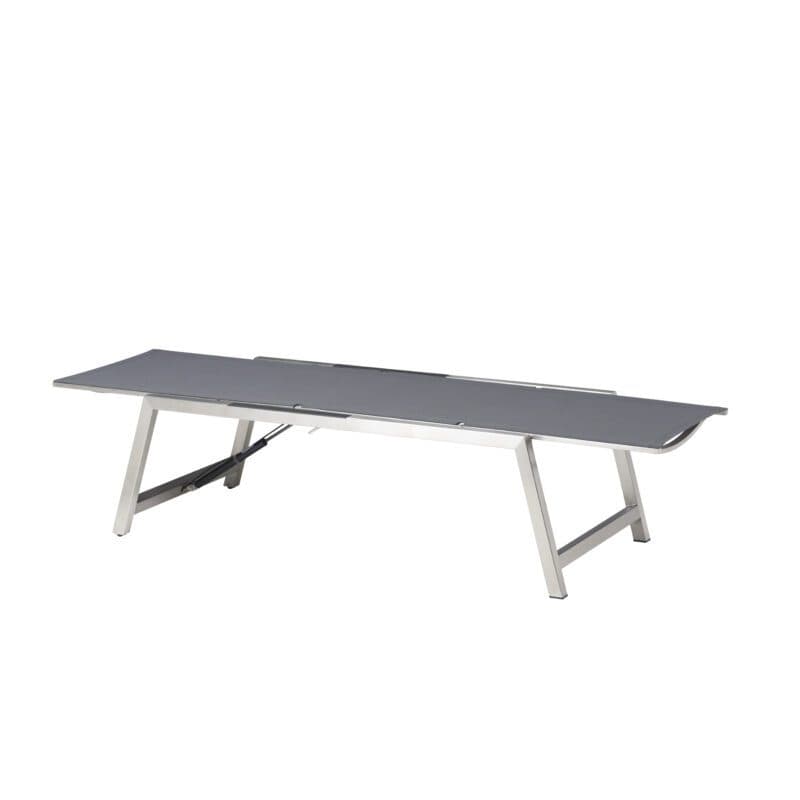 CASA DOMA "Mineo" Move Sonnenliege, Gestell Edelstahl gebürstet, Textilgewebe Sunproof® Sling schwarz/silber, Armlehnen Alu anthrazit