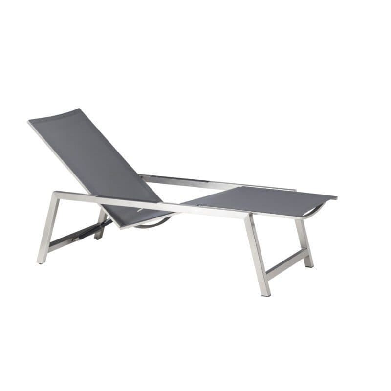 CASA DOMA "Mineo" Move Sonnenliege, Gestell Edelstahl gebürstet, Textilgewebe Sunproof® Sling schwarz/silber, Armlehnen Alu anthrazit