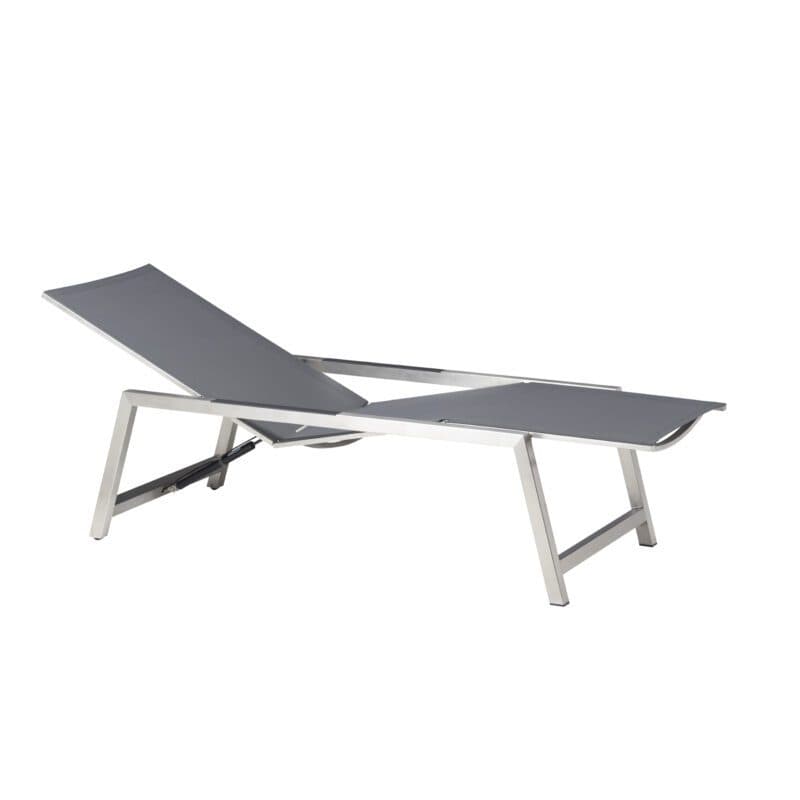 CASA DOMA "Mineo" Move Sonnenliege, Gestell Edelstahl gebürstet, Textilgewebe Sunproof® Sling schwarz/silber, Armlehnen Alu anthrazit