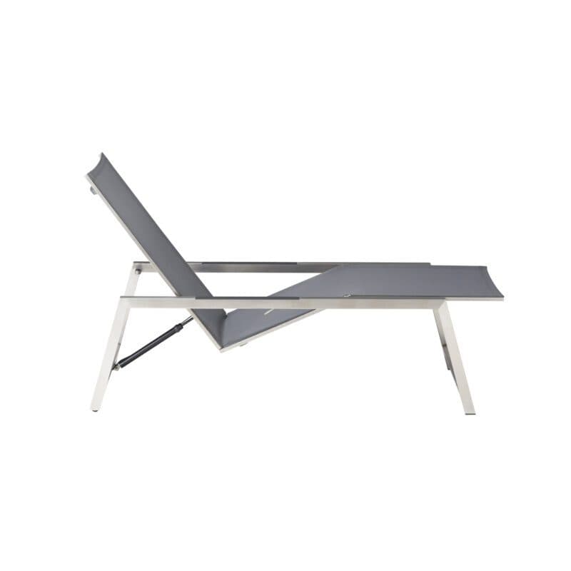 CASA DOMA "Mineo" Move Sonnenliege, Gestell Edelstahl gebürstet, Textilgewebe Sunproof® Sling schwarz/silber, Armlehnen Alu anthrazit