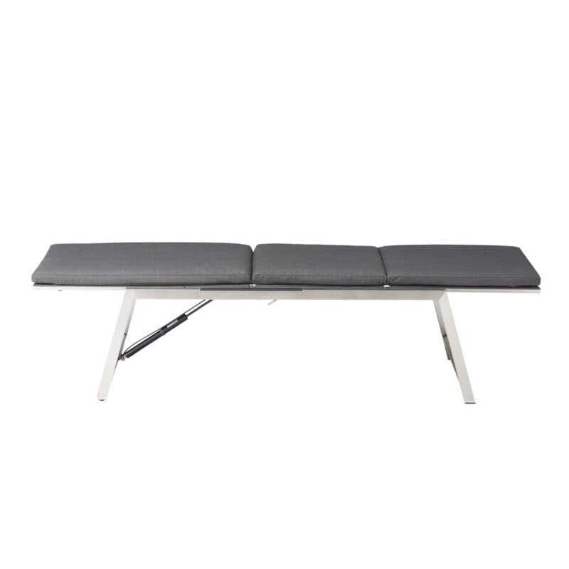 CASA DOMA "Mineo" Move Sonnenliege, Gestell Edelstahl gebürstet, Textilgewebe Sunproof® Sling schwarz/silber, Armlehnen Alu anthrazit, hier mit Auflage Arashi grau
