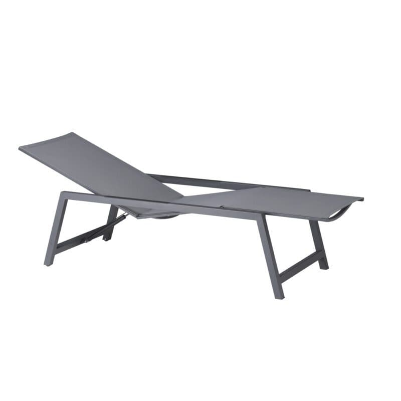 CASA DOMA "Mineo" Move Sonnenliege, Gestell Edelstahl anthrazit, Textilgewebe Sunproof® Sling schwarz/silber, Armlehnen Alu schwarz
