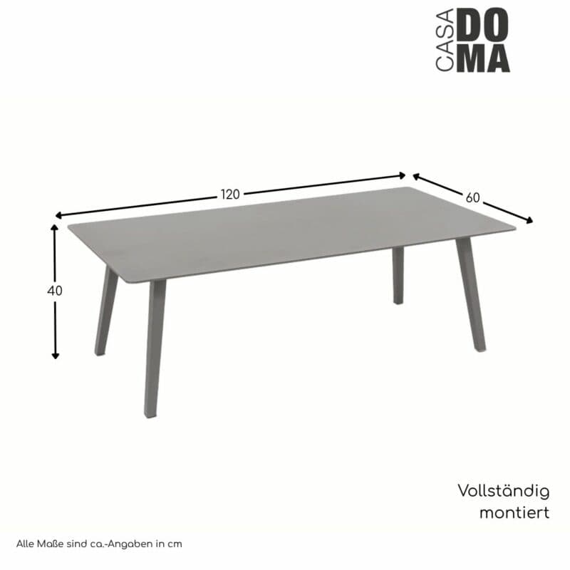 CASA DOMA "Arista" Loungetisch eckig, Beine eckig, Maße in cm