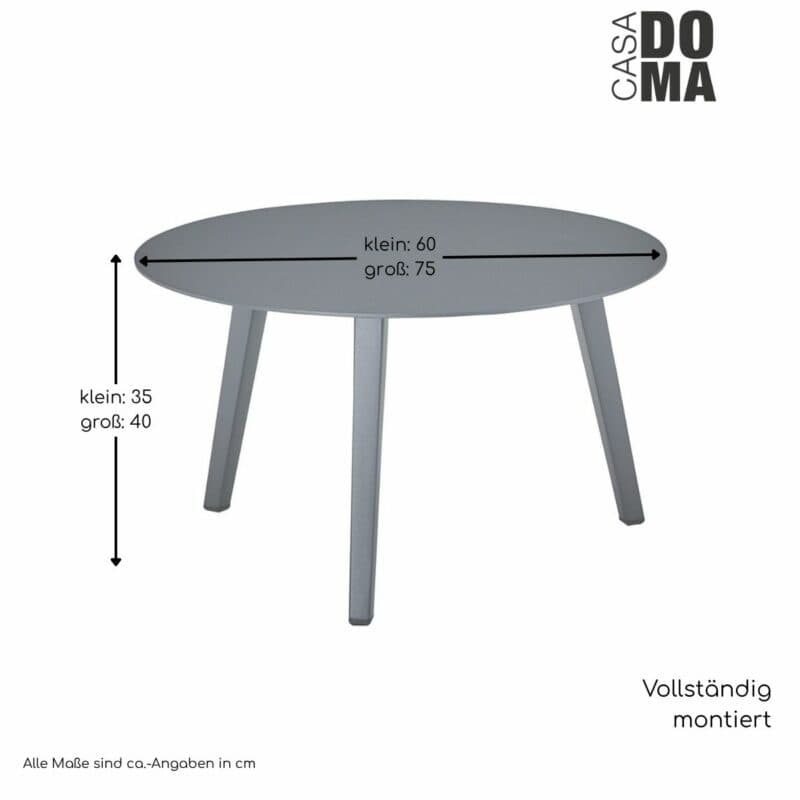 CASA DOMA "Arista" Loungetisch rund, Beine eckig, Maße in cm