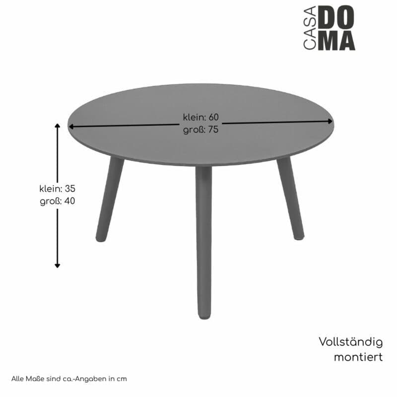 CASA DOMA "Arista" Loungetisch rund, Beine rund, Maße in cm