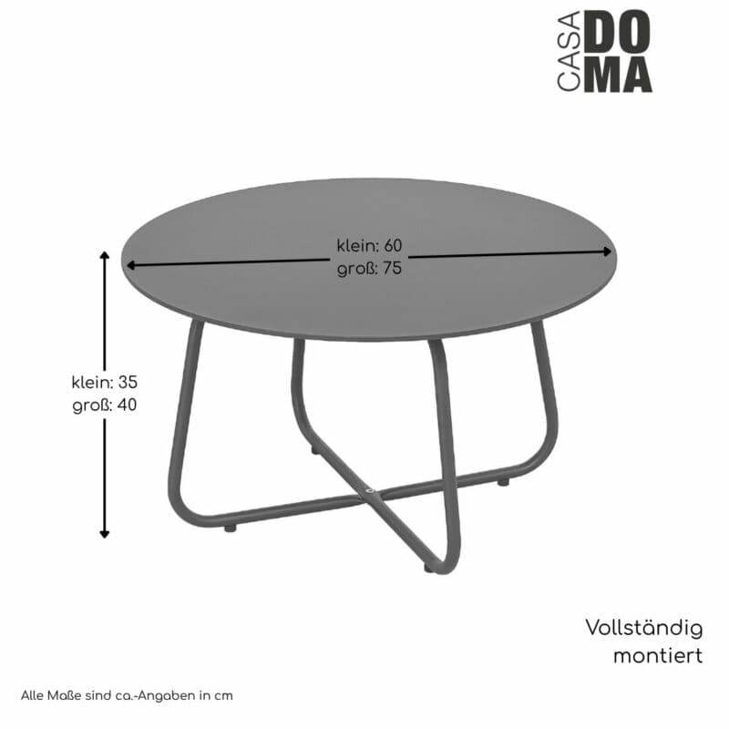 CASA DOMA "Arista" Loungetisch rund, Kreuzkufengestell, Maße in cm