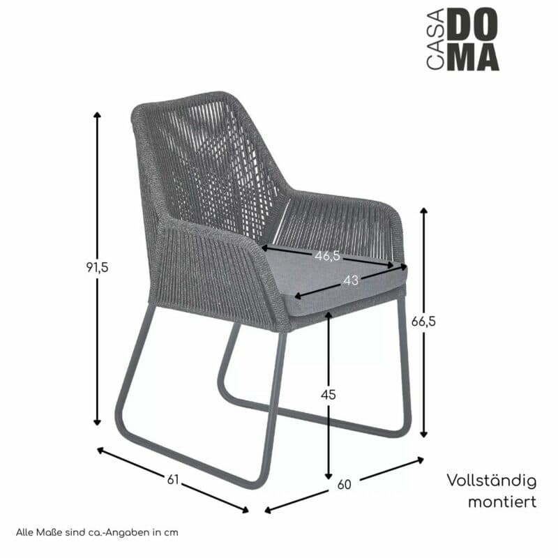CASA DOMA "Cassano" Diningsessel, Maße in cm