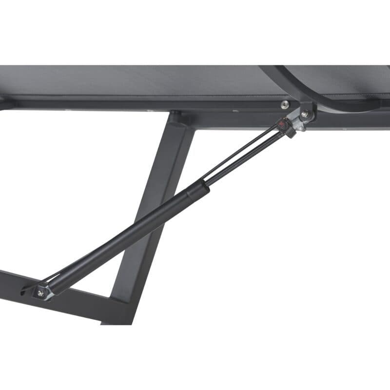 CASA DOMA "Mineo" Move Sonnenliege, Edelstahl anthrazit, Sunproof® Sling schwarz/silber, Detail Gasdruckfeder