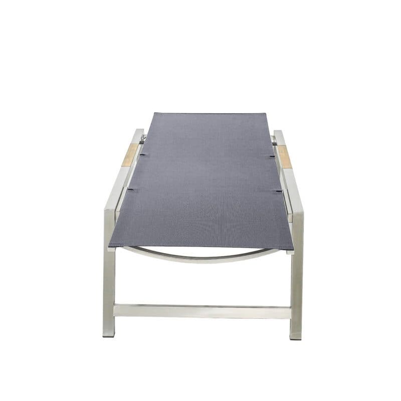 CASA DOMA "Mineo" Move Sonnenliege, Gestell Edelstahl gebürstet, Textilgewebe Sunproof® schwarz/silber, Armlehnen Teak