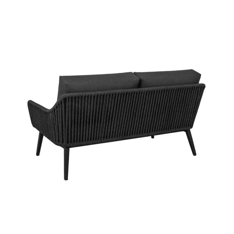 CASA DOMA "Ribera" 2-Sitzer Loungesofa L-Form, Vierkant-Beine Edelstahl anthrazit, Sitz Rope anthrazit (vertikal breit), Kissen Tuvatextil® Panama grafito