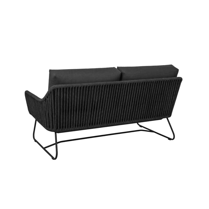 CASA DOMA "Ribera" 2-Sitzer Loungesofa L-Form, Kufengestell Edelstahl anthrazit, Sitz Rope anthrazit (vertikal breit), Kissen Tuvatextil® Panama grafito