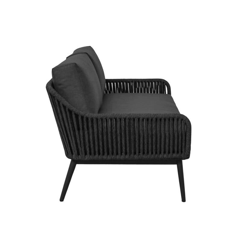 CASA DOMA "Ribera" 2-Sitzer Loungesofa L-Form, Rundrohr-Beine Edelstahl anthrazit, Sitz Rope anthrazit (vertikal breit), Kissen Tuvatextil® Panama grafito