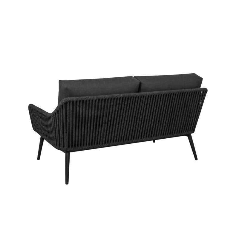 CASA DOMA "Ribera" 2-Sitzer Loungesofa L-Form, Rundrohr-Beine Edelstahl anthrazit, Sitz Rope anthrazit (vertikal breit), Kissen Tuvatextil® Panama grafito