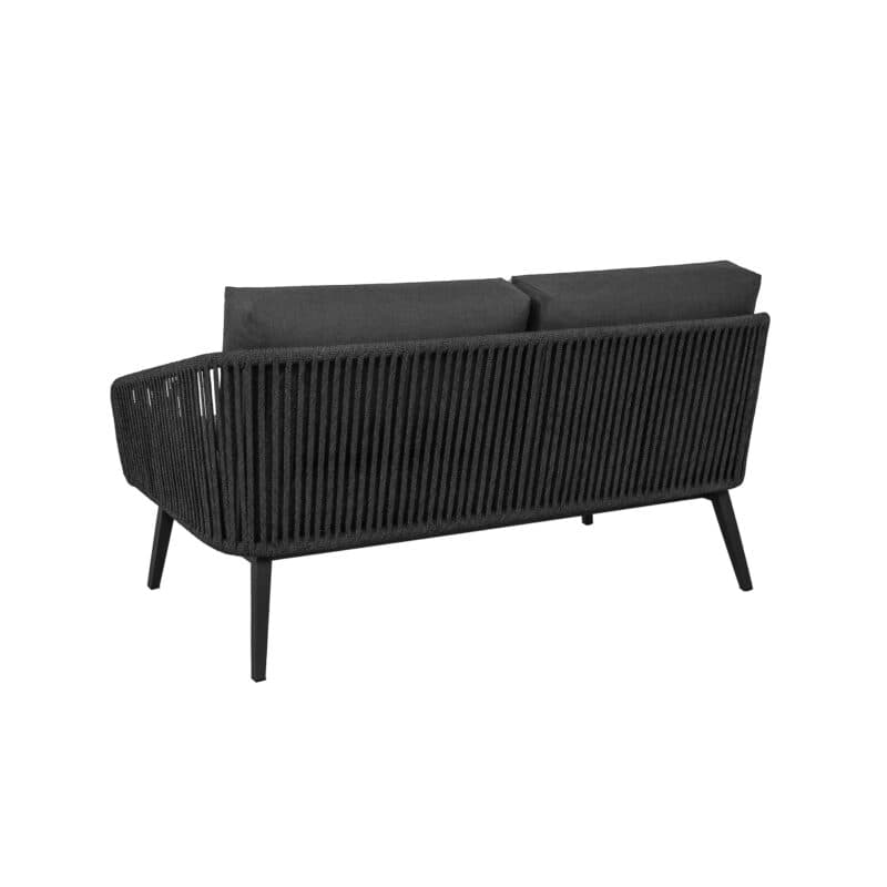 CASA DOMA "Ribera" 2-Sitzer Loungesofa Rundform, Vierkant-Beine Edelstahl anthrazit, Sitz Rope anthrazit (vertikal breit), Kissen Tuvatextil® Panama grafito