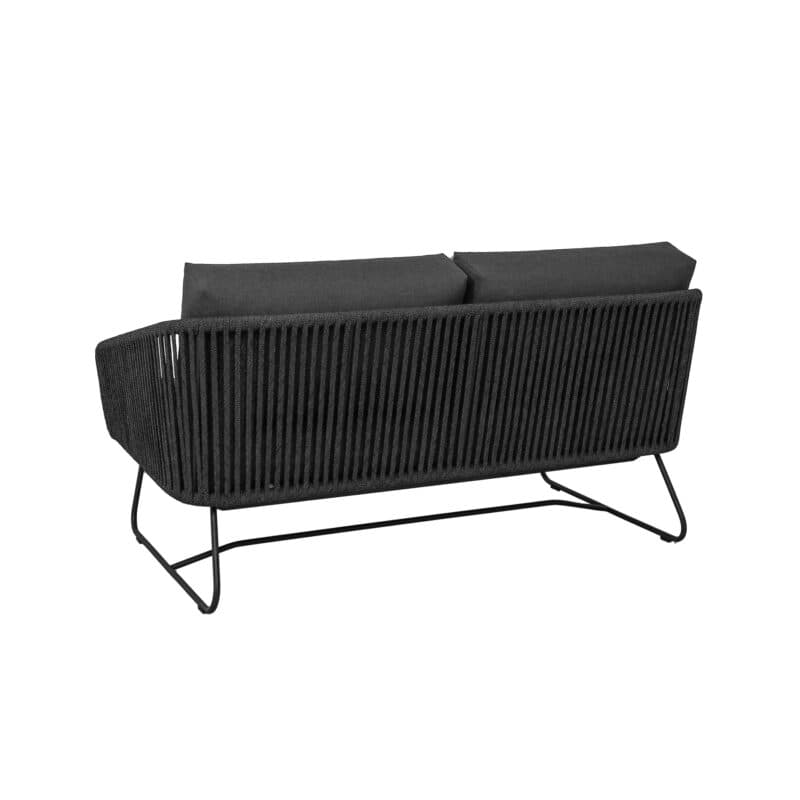 CASA DOMA "Ribera" 2-Sitzer Loungesofa Rundform, Kufengestell Edelstahl anthrazit, Sitz Rope anthrazit (vertikal breit), Kissen Tuvatextil® Panama grafito