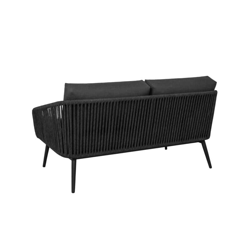 CASA DOMA "Ribera" 2-Sitzer Loungesofa Rundform, Rundrohr-Beine Edelstahl anthrazit, Sitz Rope anthrazit (vertikal breit), Kissen Tuvatextil® Panama grafito