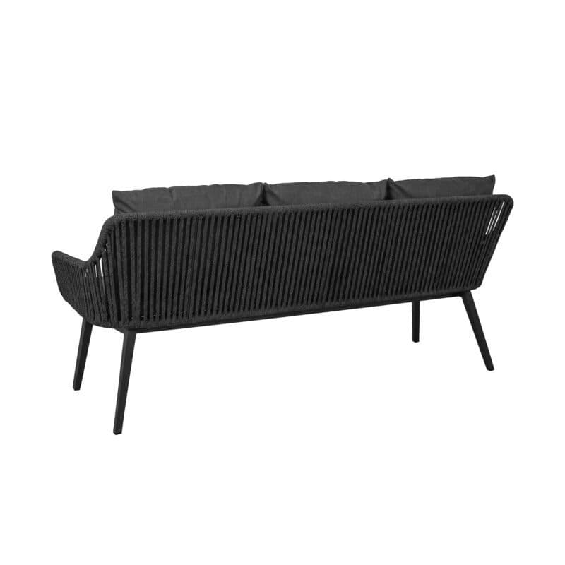 CASA DOMA "Ribera" Diningbank L-Form, Vierkant-Beine Edelstahl anthrazit, Sitz Rope anthrazit (vertikal breit), Kissen Tuvatextil® Panama grafito