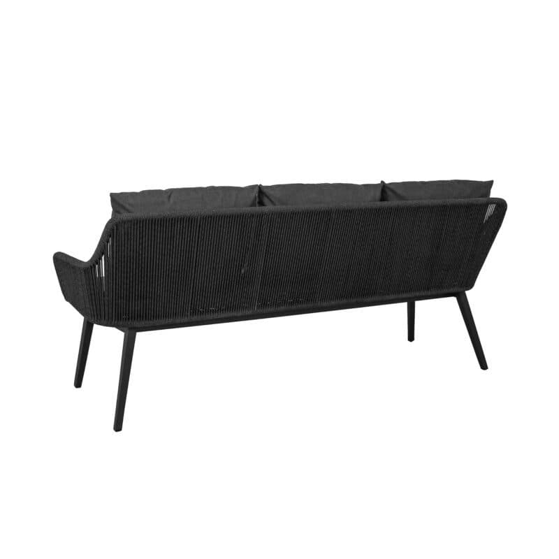 CASA DOMA "Ribera" Diningbank L-Form, Vierkant-Beine Edelstahl anthrazit, Sitz Rope anthrazit (vertikal rund), Kissen Tuvatextil® Panama grafito