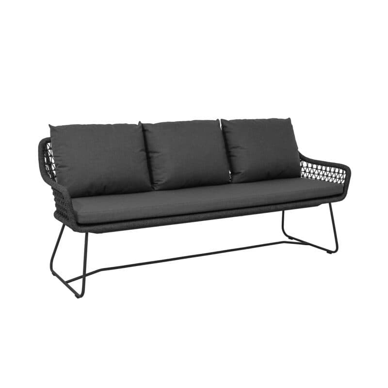 CASA DOMA "Ribera" Diningbank L-Form, Kufengestell Edelstahl anthrazit, Sitz Rope anthrazit (Knoten), Kissen Tuvatextil® Panama grafito