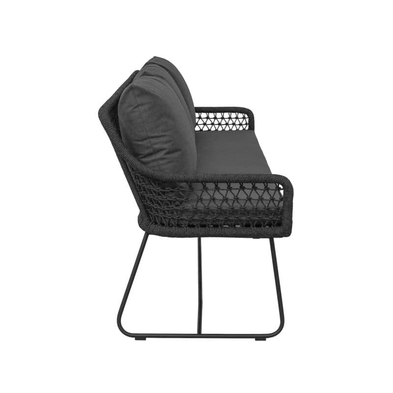 CASA DOMA "Ribera" Diningbank L-Form, Kufengestell Edelstahl anthrazit, Sitz Rope anthrazit (Knoten), Kissen Tuvatextil® Panama grafito