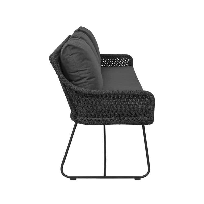 CASA DOMA "Ribera" Diningbank L-Form, Kufengestell Edelstahl anthrazit, Sitz Rope anthrazit (Raute), Kissen Tuvatextil® Panama grafito