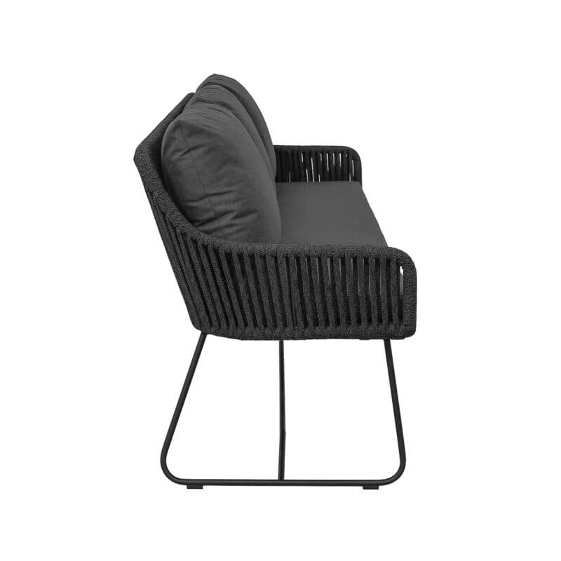 CASA DOMA "Ribera" Diningbank L-Form, Kufengestell Edelstahl anthrazit, Sitz Rope anthrazit (vertikal breit), Kissen Tuvatextil® Panama grafito