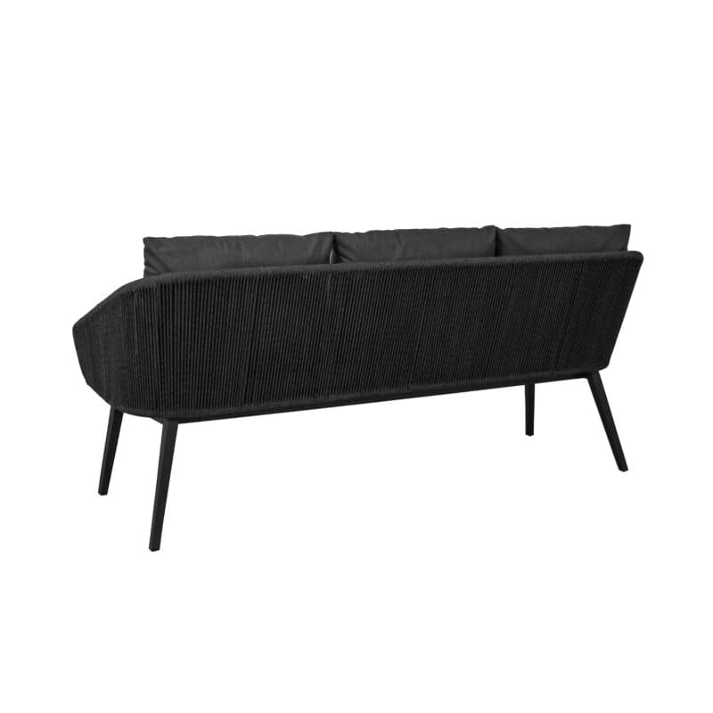 CASA DOMA "Ribera" Diningbank Rundform, Vierkant-Beine Edelstahl anthrazit, Sitz Rope anthrazit (vertikal rund), Kissen Tuvatextil® Panama grafito