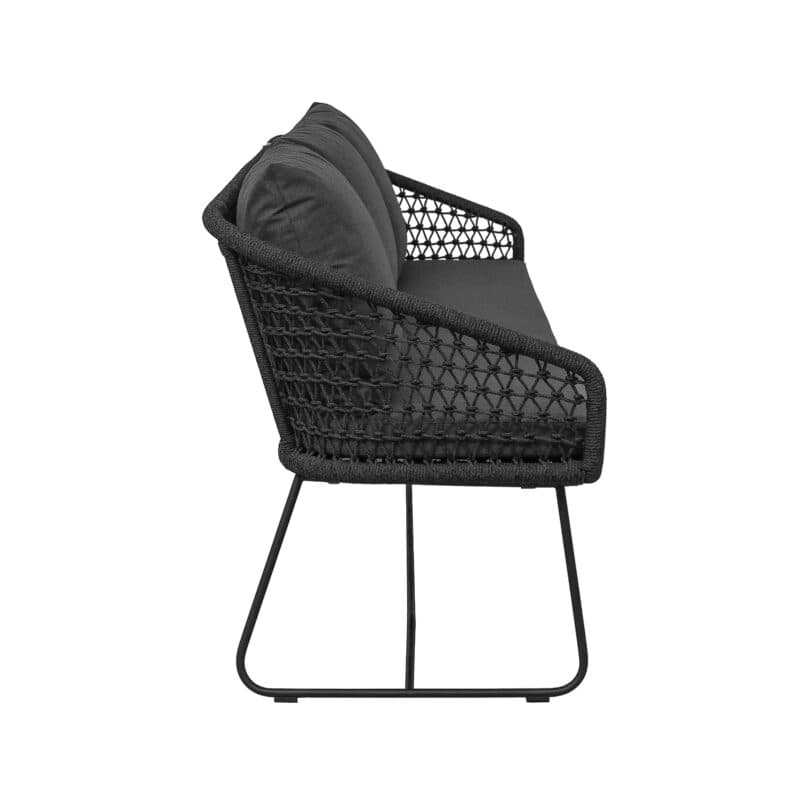 CASA DOMA "Ribera" Diningbank Rundform, Kufengestell Edelstahl anthrazit, Sitz Rope anthrazit (Knoten), Kissen Tuvatextil® Panama grafito