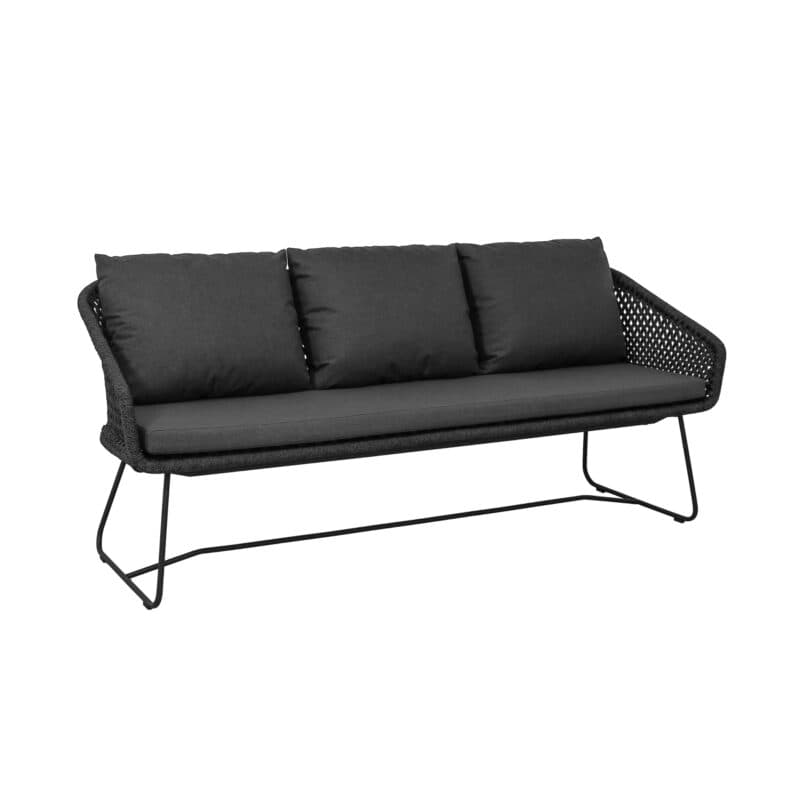 CASA DOMA "Ribera" Diningbank Rundform, Kufengestell Edelstahl anthrazit, Sitz Rope anthrazit (Raute), Kissen Tuvatextil® Panama grafito