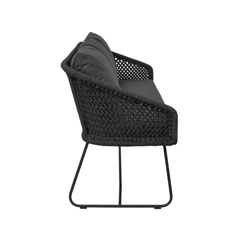 CASA DOMA "Ribera" Diningbank Rundform, Kufengestell Edelstahl anthrazit, Sitz Rope anthrazit (Raute), Kissen Tuvatextil® Panama grafito