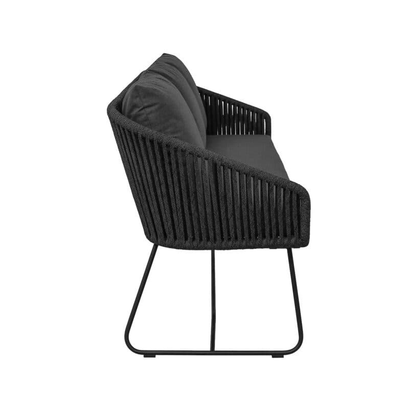 CASA DOMA "Ribera" Diningbank Rundform, Kufengestell Edelstahl anthrazit, Sitz Rope anthrazit (vertikal breit), Kissen Tuvatextil® Panama grafito