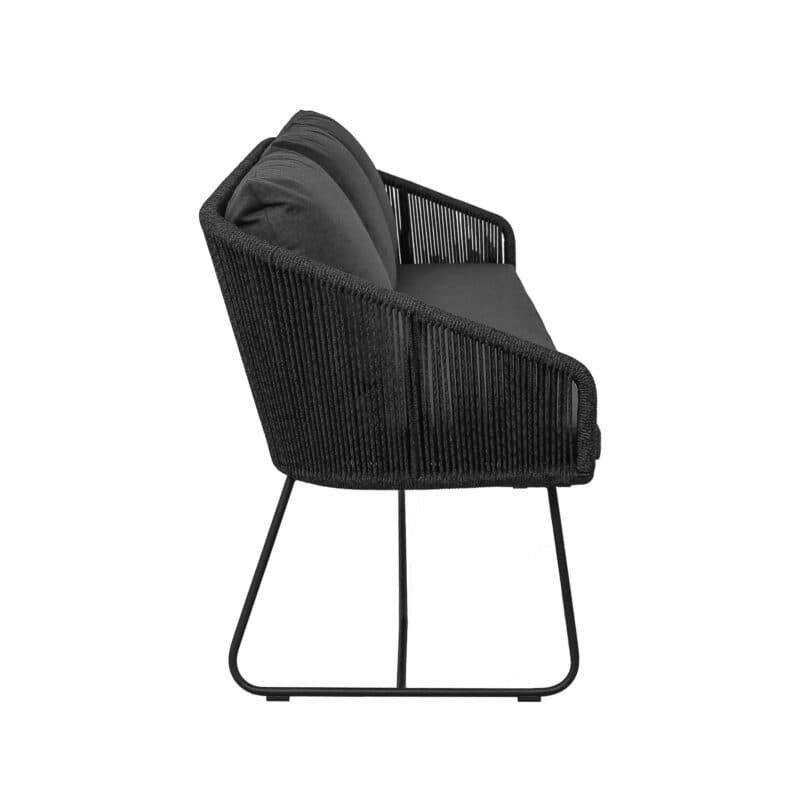 CASA DOMA "Ribera" Diningbank Rundform, Kufengestell Edelstahl anthrazit, Sitz Rope anthrazit (vertikal rund), Kissen Tuvatextil® Panama grafito