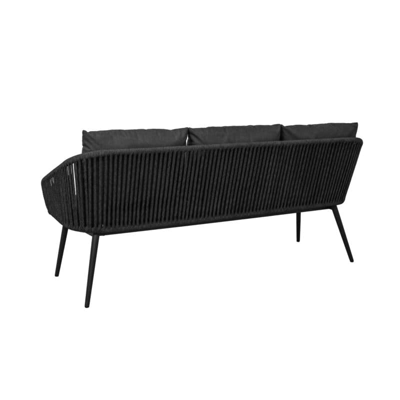 CASA DOMA "Ribera" Diningbank Rundform, Rundrohr-Beine Edelstahl anthrazit, Sitz Rope anthrazit (vertikal breit), Kissen Tuvatextil® Panama grafito