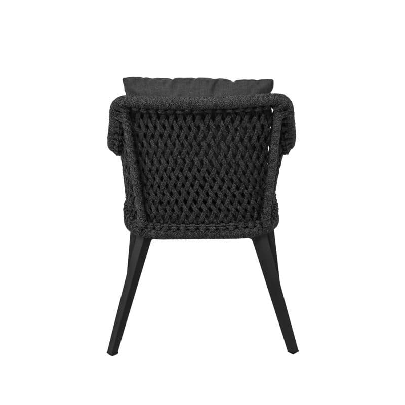 CASA DOMA "Ribera" Diningsessel L-Form, Vierkant-Beine Edelstahl anthrazit, Sitz Rope anthrazit (Raute), Kissen Tuvatextil® Panama grafito