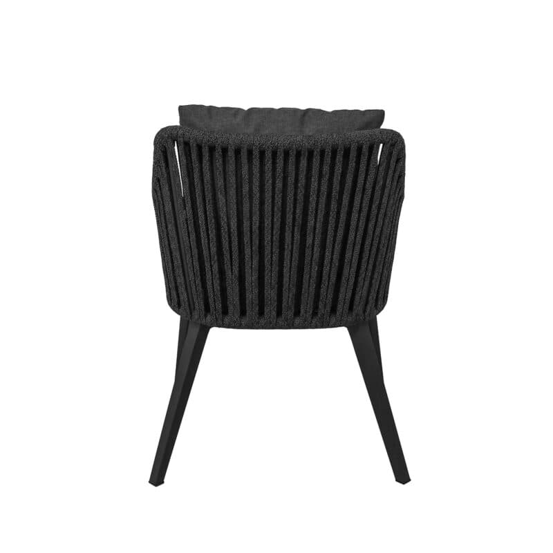 CASA DOMA "Ribera" Diningsessel L-Form, Vierkant-Beine Edelstahl anthrazit, Sitz Rope anthrazit (vertikal breit), Kissen Tuvatextil® Panama grafito